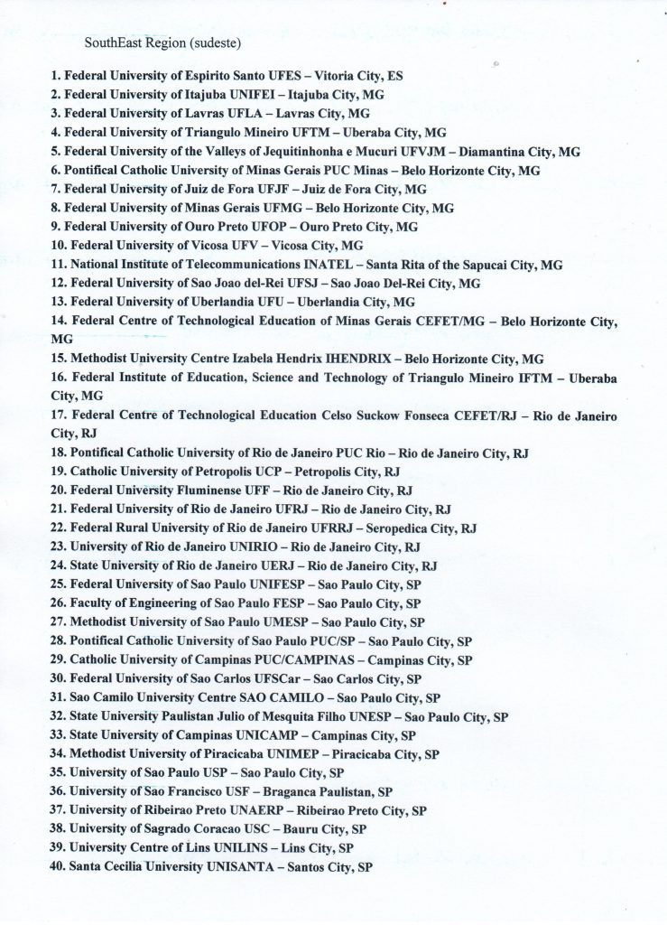 PEC-G List of Brazilian Universities p.2 001
